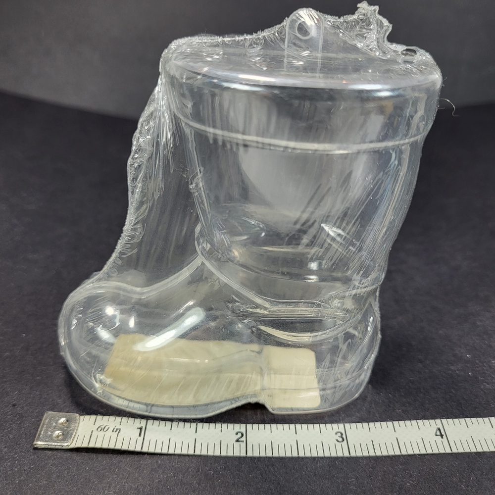 Plastic Fillable Santa Boot Shaped ORNAMENTS Lot of 5 Christmas 3D Bubble 3.5" - Picture 6 of 11